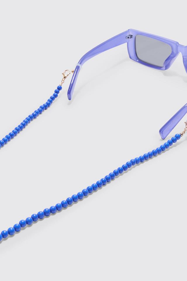 Beaded Sunglasses Chain In Cobalt | boohooMAN USA Product Image