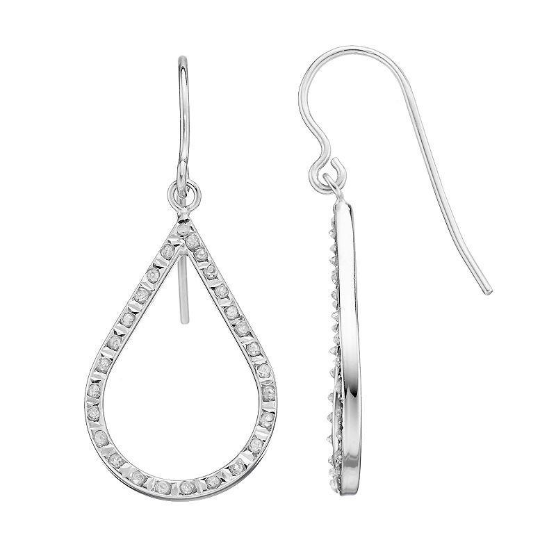 Diamond Mystique Platinum Over Silver Teardrop Earrings, Womens, Silvertone Product Image