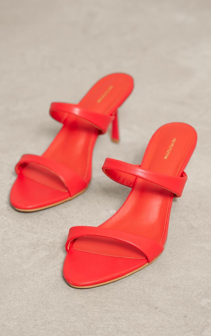 Red Pu Round Toe Mid Heeled Mules Product Image