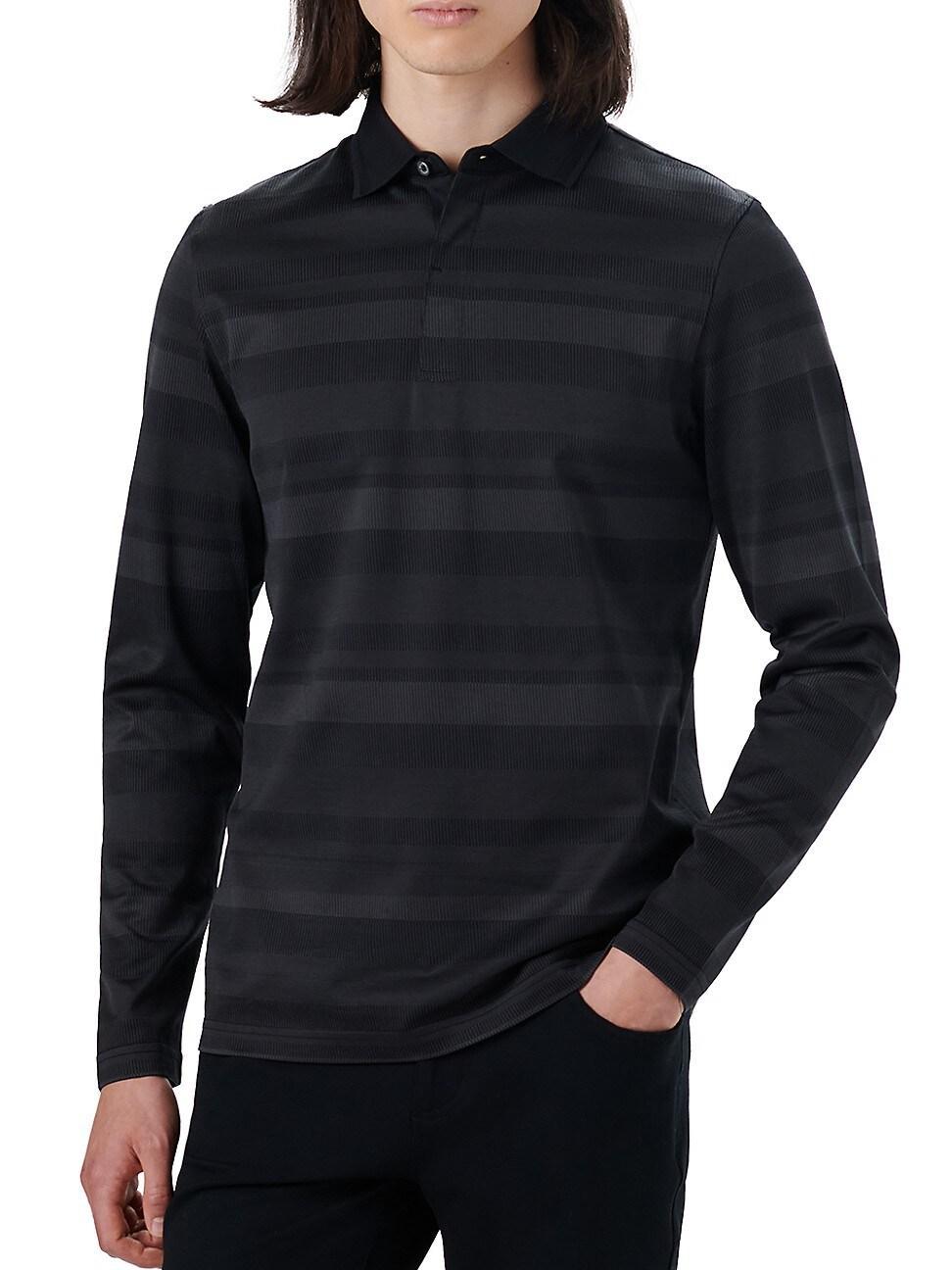 Mens Striped Long-Sleeve Polo Shirt Product Image