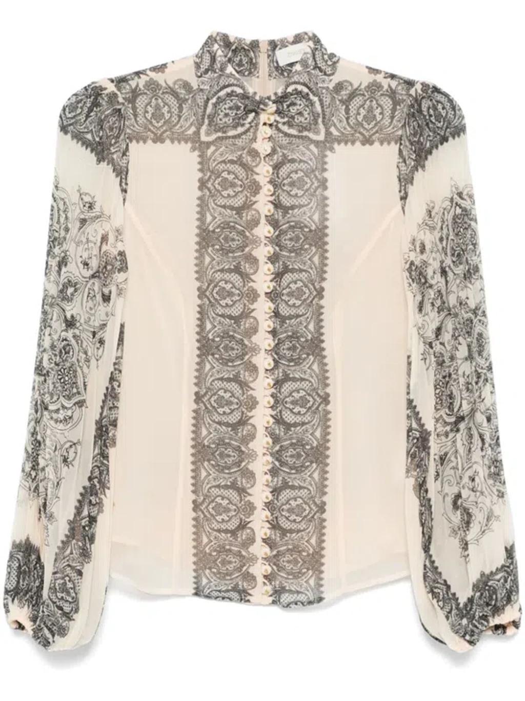 ZIMMERMANN Sunray Pleated Blouse In Neutrals Product Image