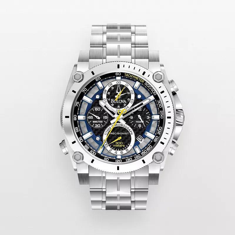 Bulova Mens Precisionist Stainless Steel Chronograph Watch - 96B175, Silver Tone Product Image