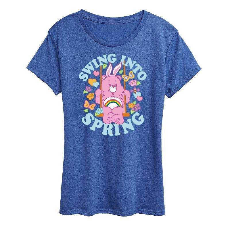 Womens Care Bears Swing Into Spring Graphic Tee Grey Royal Blue Product Image