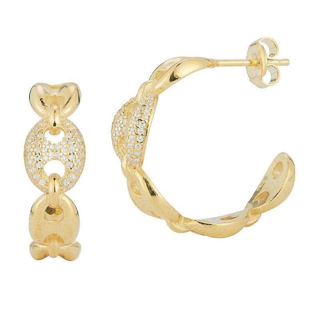 Sunkissed Sterling Cubic Zirconia Mariner Hoop Earrings, Womens, Gold Product Image