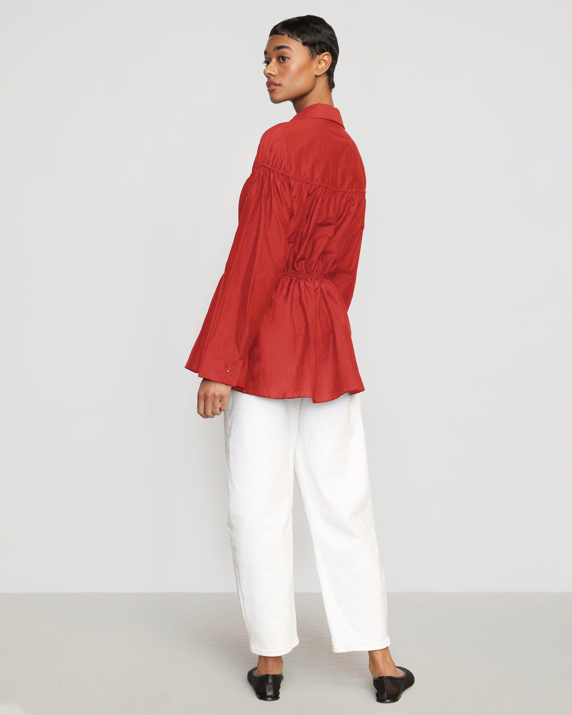 Kia Tie-Front Cotton-Silk Tunic Blouse Product Image