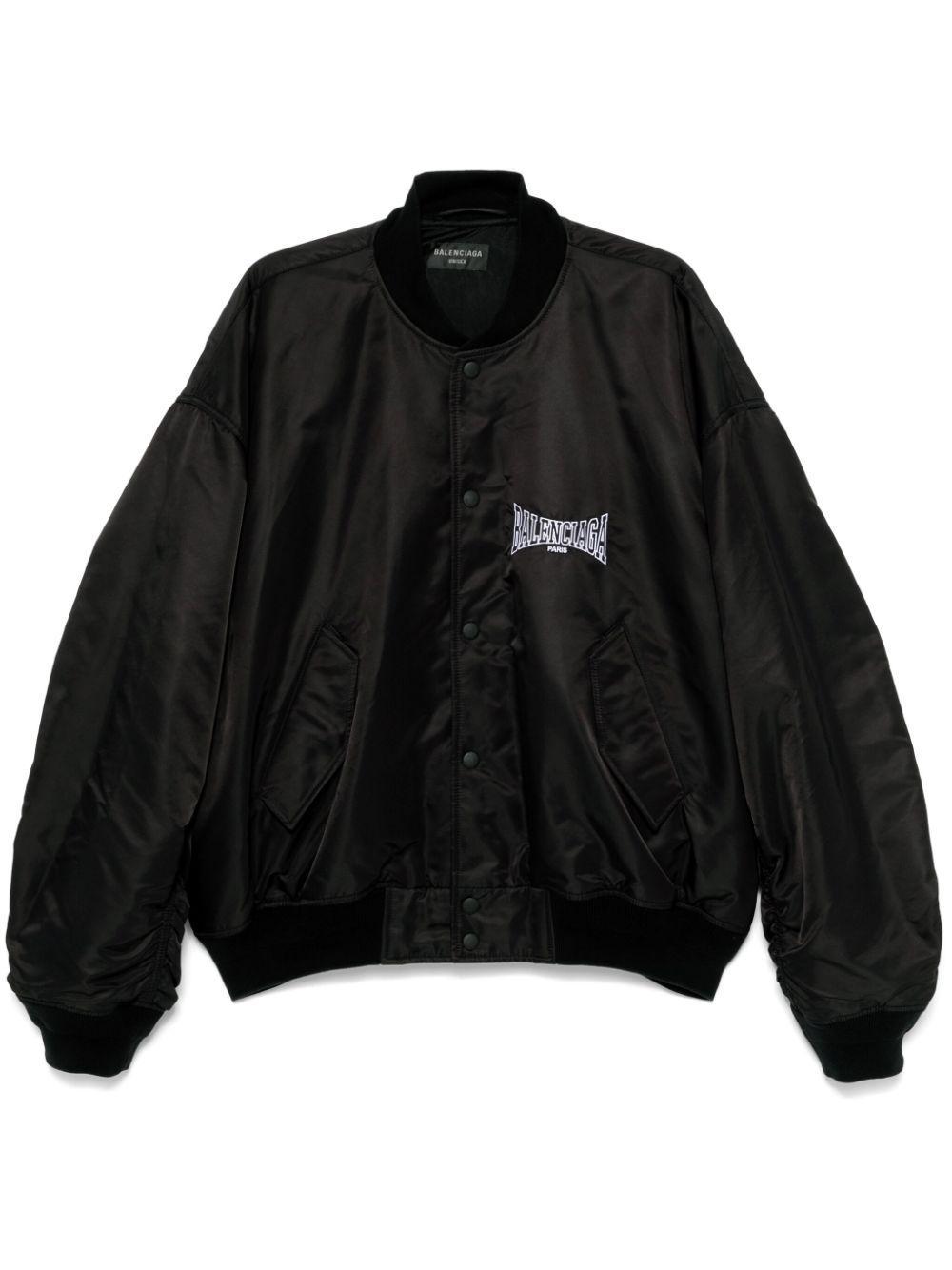 BALENCIAGA Embroidered Bomber Jacket In Black Product Image