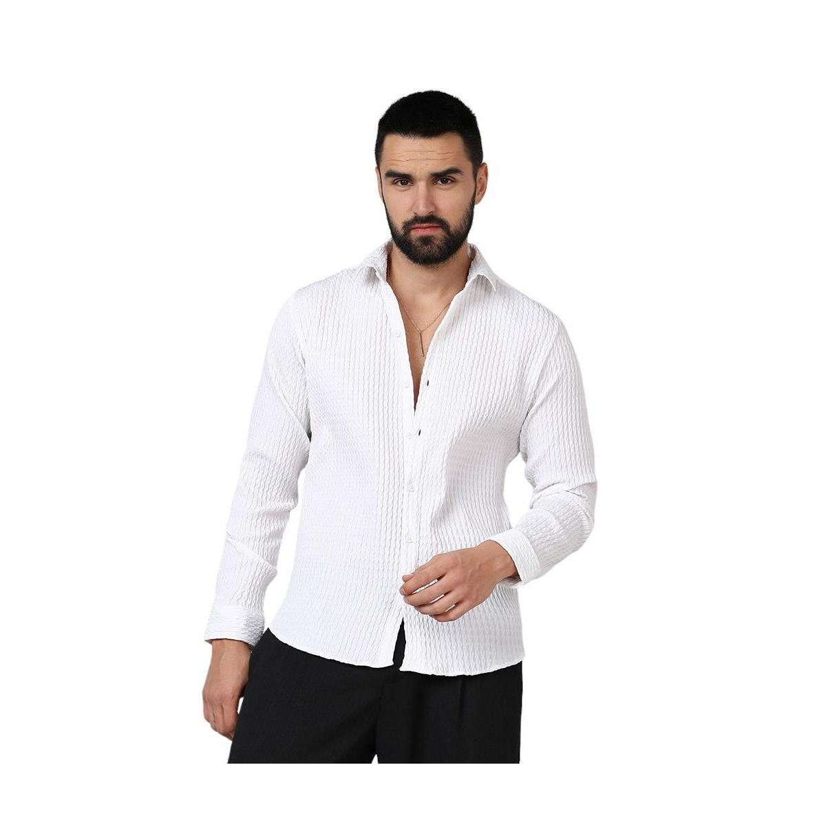 Campus Sutra Mens Chalk White Twisted Crease Shirt Product Image