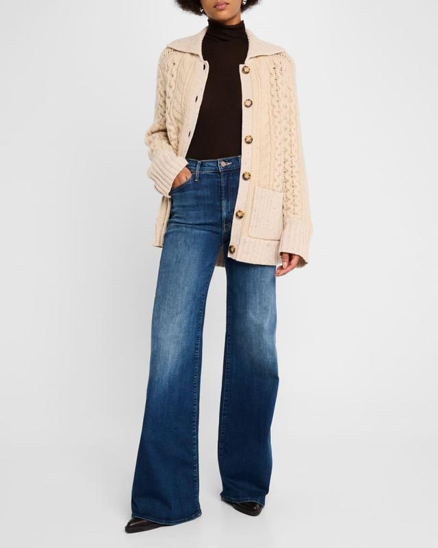 Patchwork Cable-Knit Cardigan Product Image