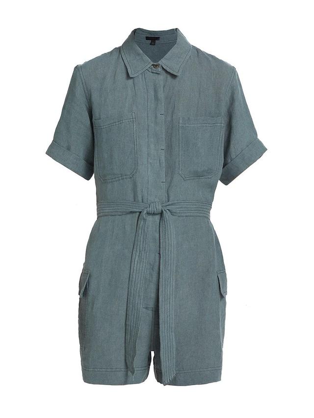 Womens Linen Tie-Waist Romper Product Image