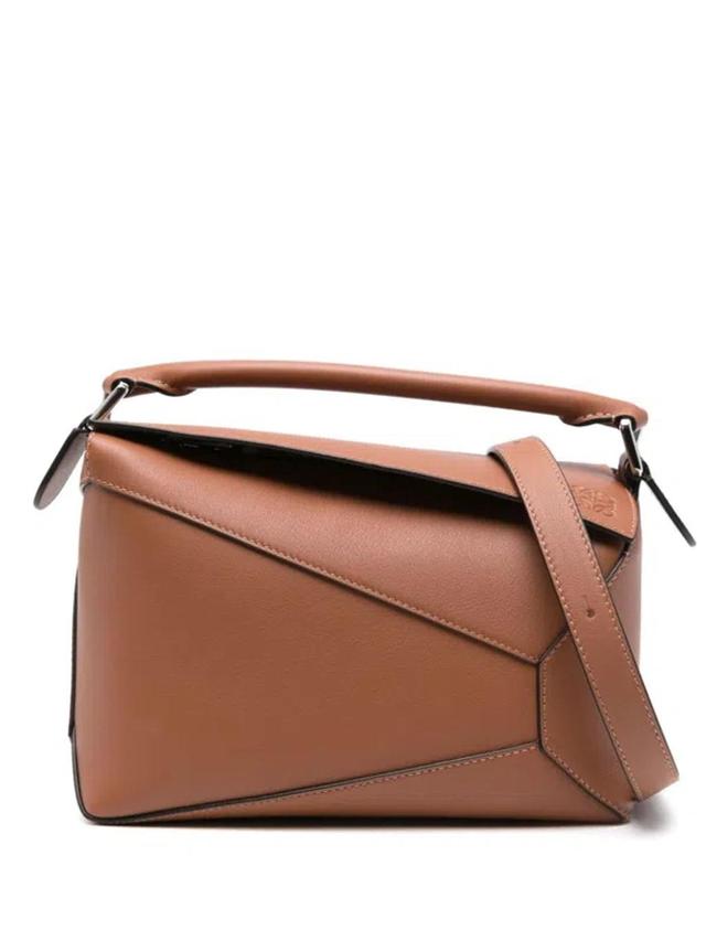 LOEWE Puzzle Small Leather Handbag In Brown Product Image