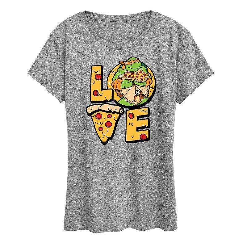 Womens Teenage Mutant Ninja Turtles Love Graphic Tee Grey Gray Product Image