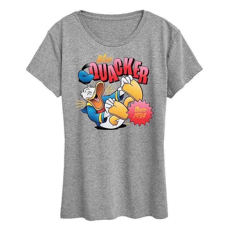 Disneys Donald Duck Womens Wise Quacker Graphic Tee Grey Gray Product Image