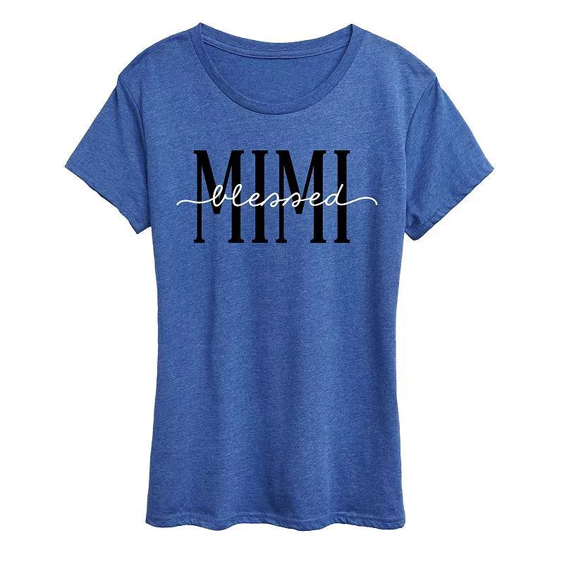 Womens Blessed Mimi Graphic Tee Grey Royal Blue Product Image