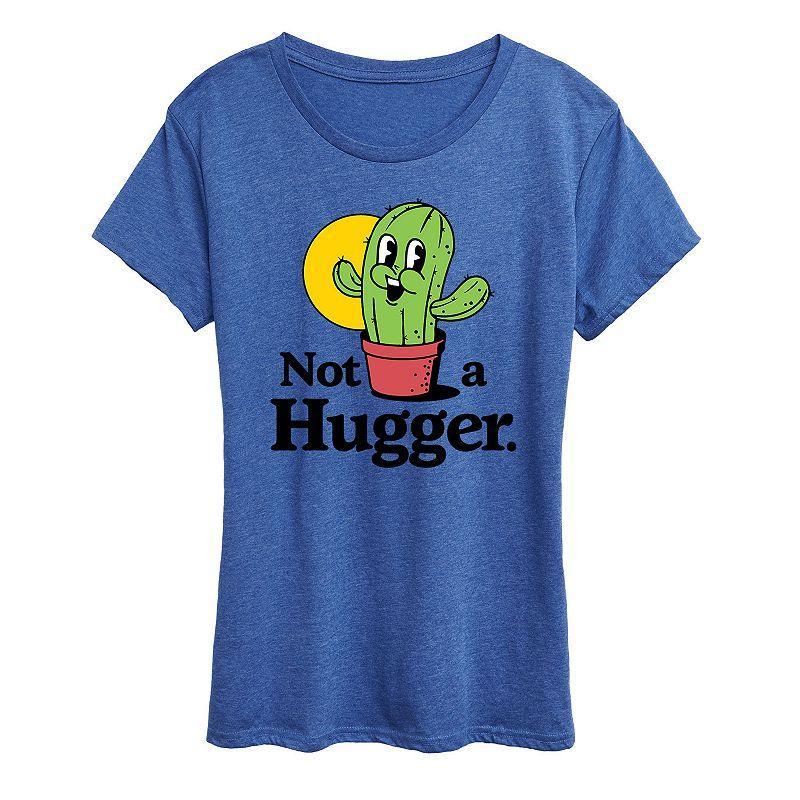 Womens Not A Hugger Graphic Tee, Girls Grey Royal Blue Product Image