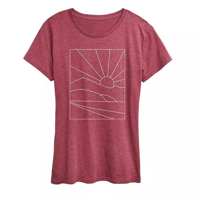 Womens Chicken Continuous Line Doodle Graphic Tee Grey Dark Red Product Image