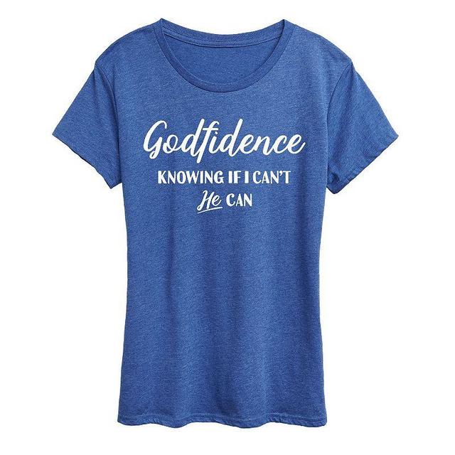 Womens Godfidence Graphic Tee Grey Royal Blue Product Image