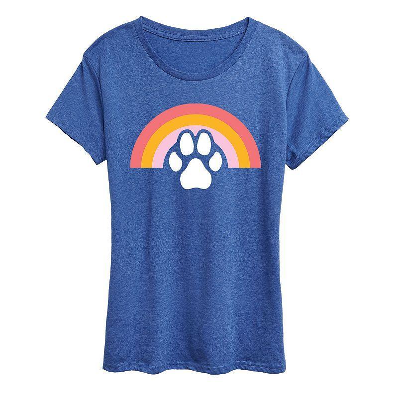 Womens Dog Paw Rainbow Graphic Tee Dark Grey Product Image