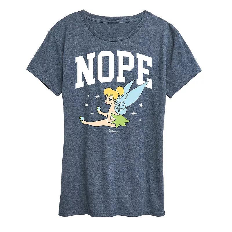 Disneys Tinker Womens Bell Nope Graphic Tee, Girls Grey Royal Blue Product Image