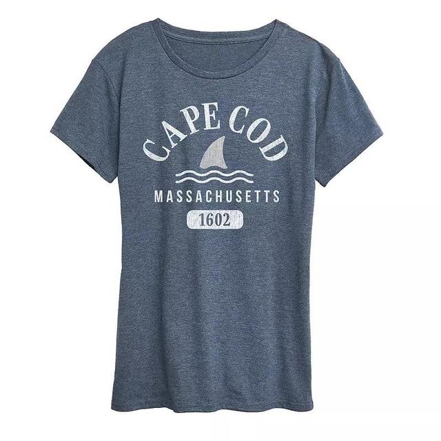 Plus Cape Cod Mass Graphic Tee, Womens Grey Blue Product Image