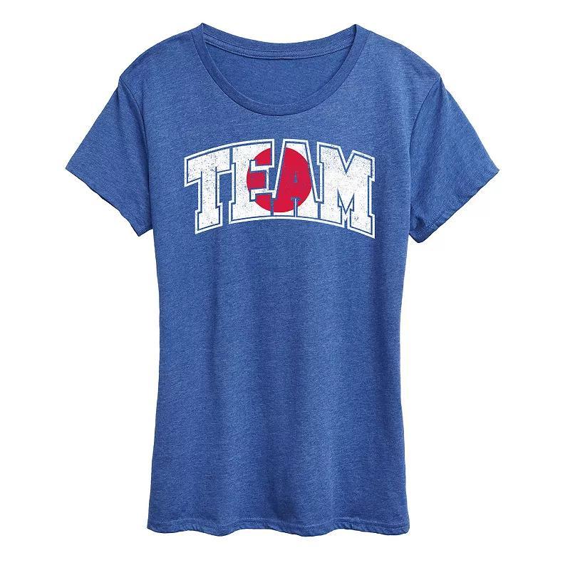 Womens Team Japan Graphic Tee Grey Royal Blue Product Image