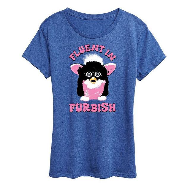 Womens Furby Fluent In Furbish Graphic Tee Grey Green Product Image