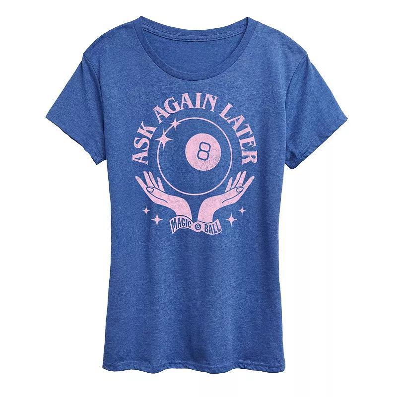 Womens Magic 8 Ball Ask Again Later Graphic Tee Blue Product Image