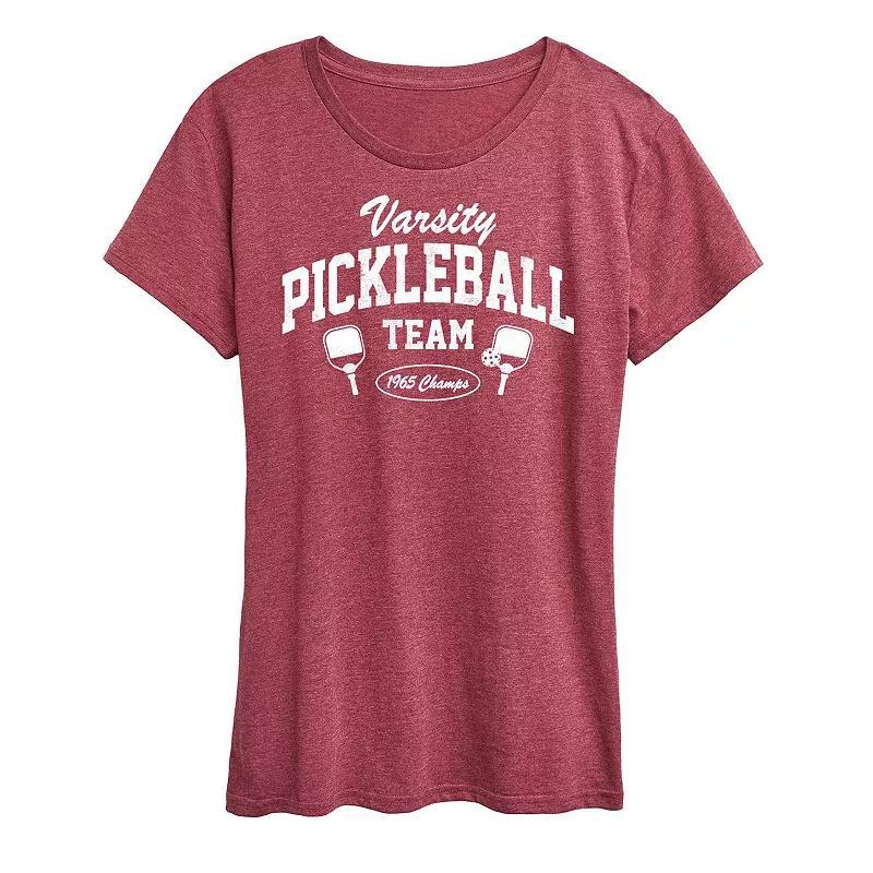 Plus Varsity Pickleball Graphic Tee, Womens Grey Blue Product Image