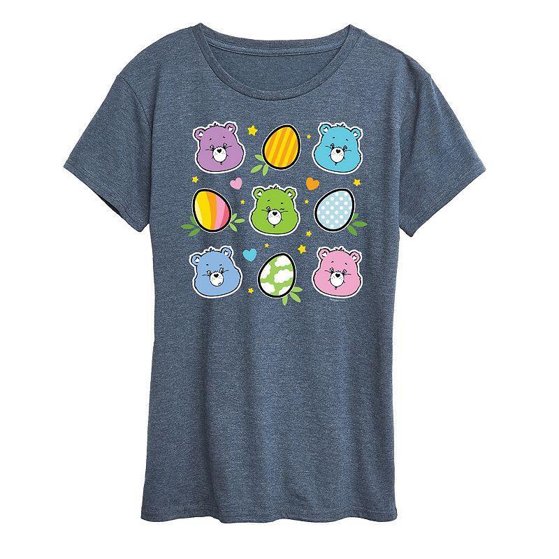 Womens Care Bears Easter Grid Graphic Tee Grey Blue Product Image