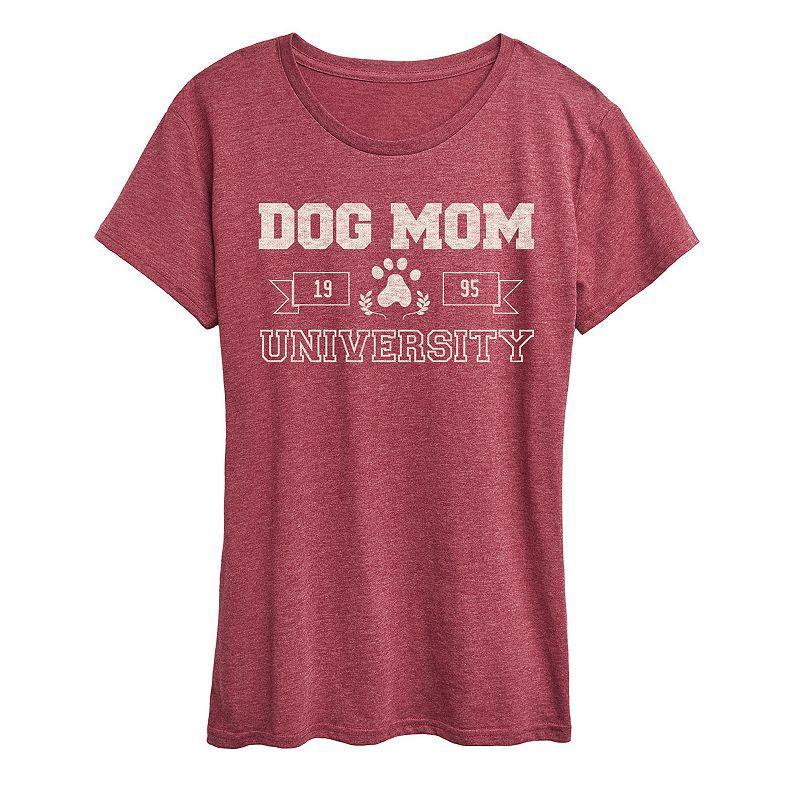 Womens Dog Mom University Graphic Tee Grey Green Product Image