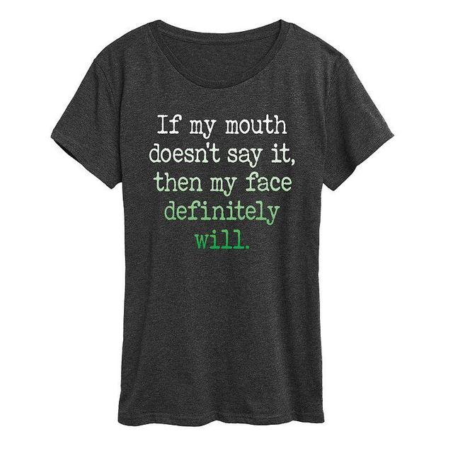 Womens If My Mouth Doesnt Say It Graphic Tee, Girls Heather Grey Product Image