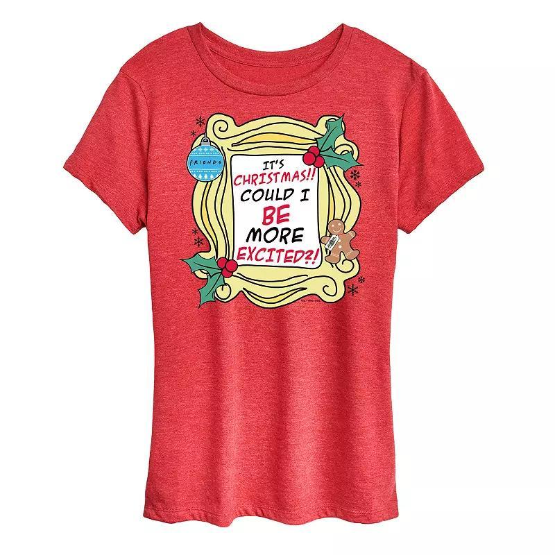 Womens Friends Its Christmas Graphic Tee, Girls Grey Red Product Image