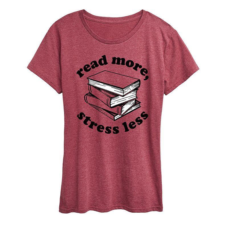 Womens Read More Stress Less Graphic Tee, Girls Grey Juniper Product Image