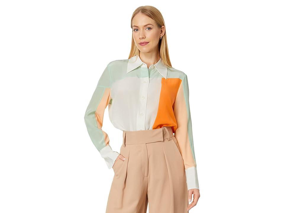 Womens Quinne Silk Colorblocked Shirt Product Image