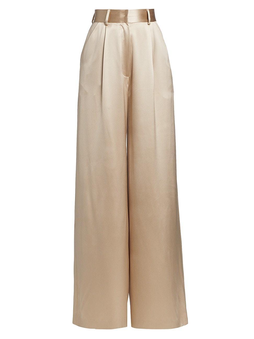 Womens Lua High-Waisted Wide-Leg Silk Trousers product image