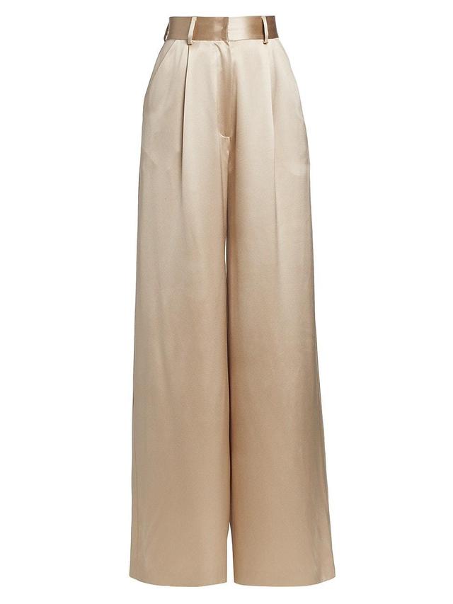 Womens Lua High-Waisted Wide-Leg Silk Trousers Product Image