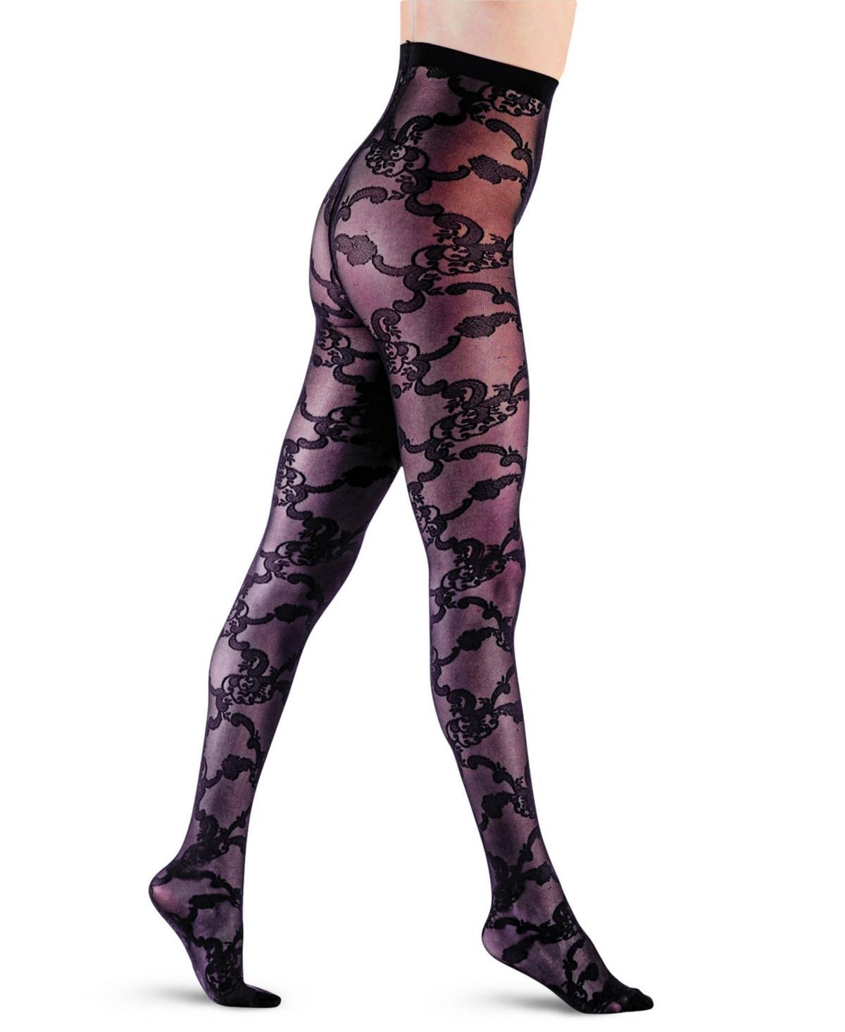 Lechery Womens European Made Lace Print Tights product image