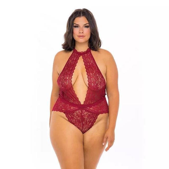 Oh La La Cheri Plunge Keyhole Lace Teddy Product Image