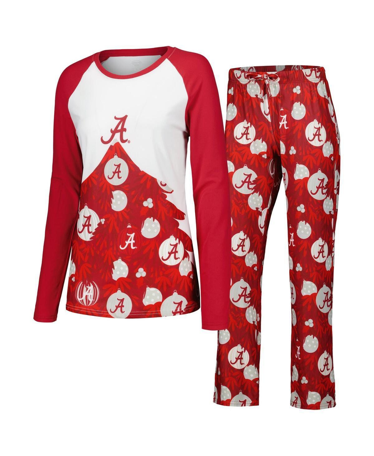 Womens Concepts Sport Crimson Alabama Crimson Tide Tinsel Ugly Sweater Long Sleeve T-Shirt & Pants Sleep Set Product Image