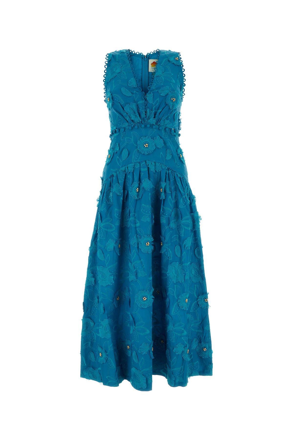 FARM RIO V Neckline Sleelevess Maxi Dress-xs Nd  Female In Blue Product Image