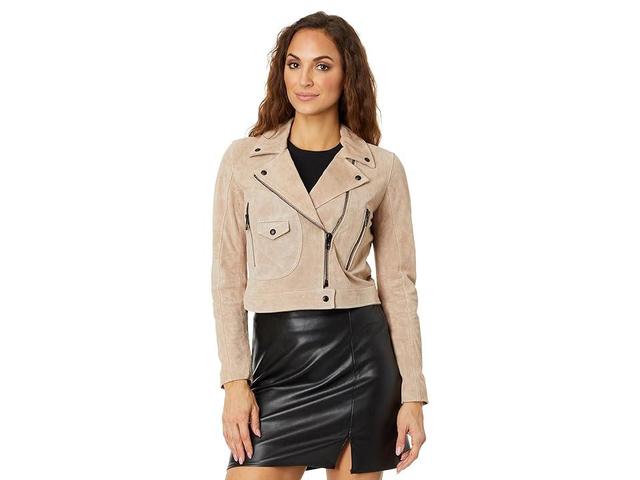 Blank NYC Real Suede Moto Jacket with Pockets (Camel) Women's Vest Product Image