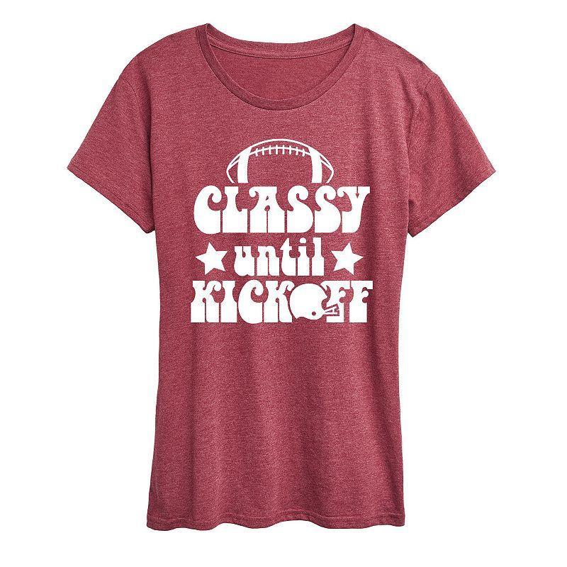 Womens Classy Until Kickoff Graphic Tee, Girls Grey Red Product Image