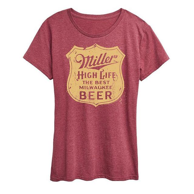 Womens Miller High Life Vintage Crest Graphic Tee Blue Product Image