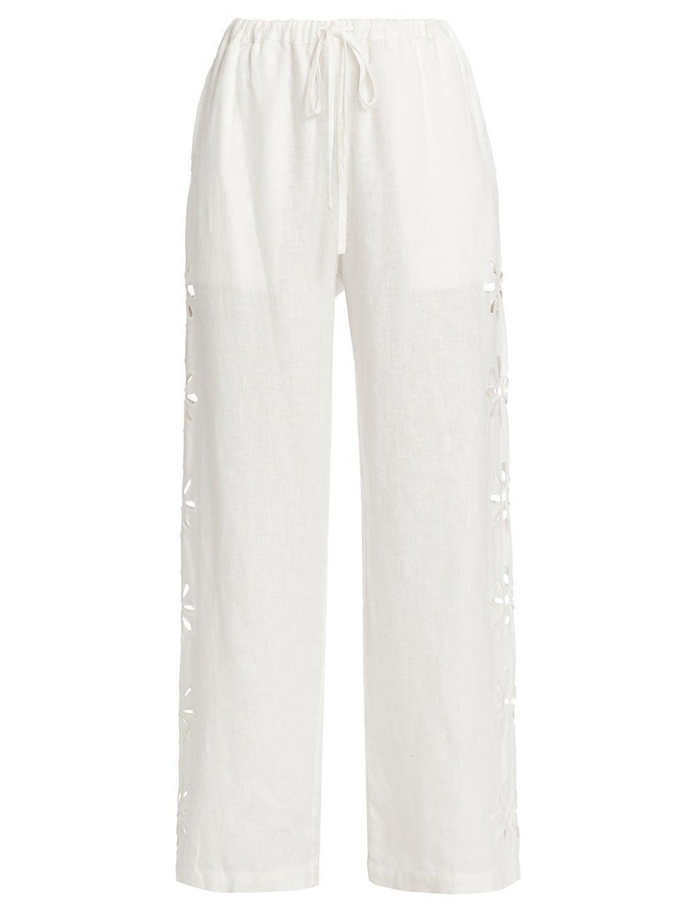 Womens Emmie Eyelet Linen Pants Product Image