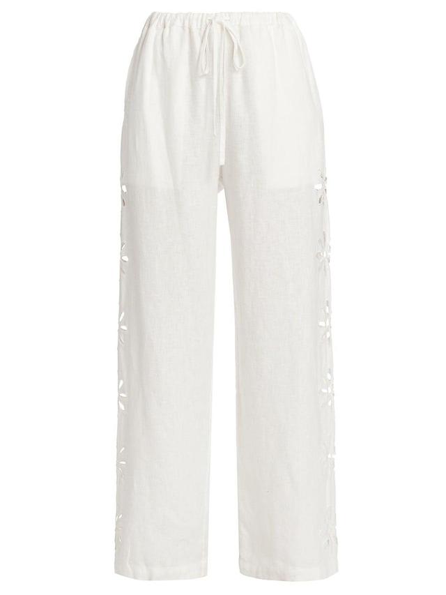 Womens Emmie Eyelet Linen Pants Product Image