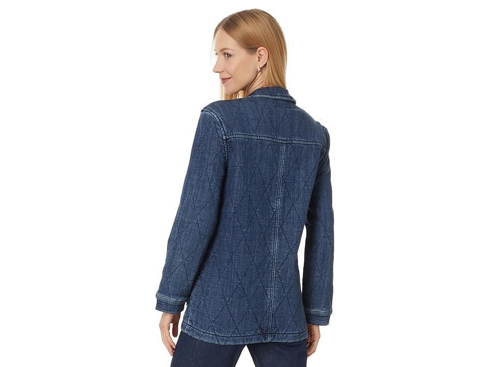 Liverpool Los Angeles Notch Collar Quilted Coat Stretch Indigo Slub Denim (Redlands) Women's Jacket Product Image