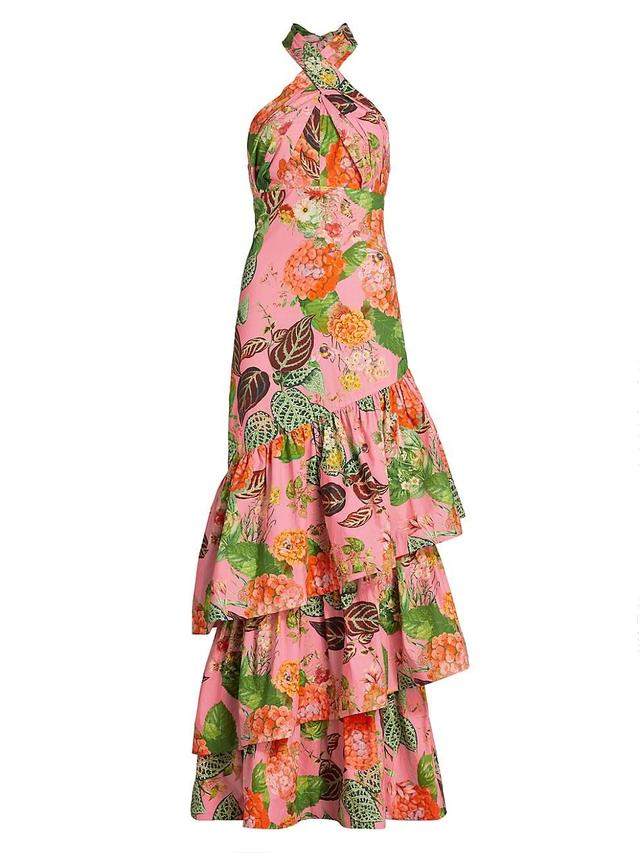 Womens Perla Floral Ruffled Halter Dress Product Image