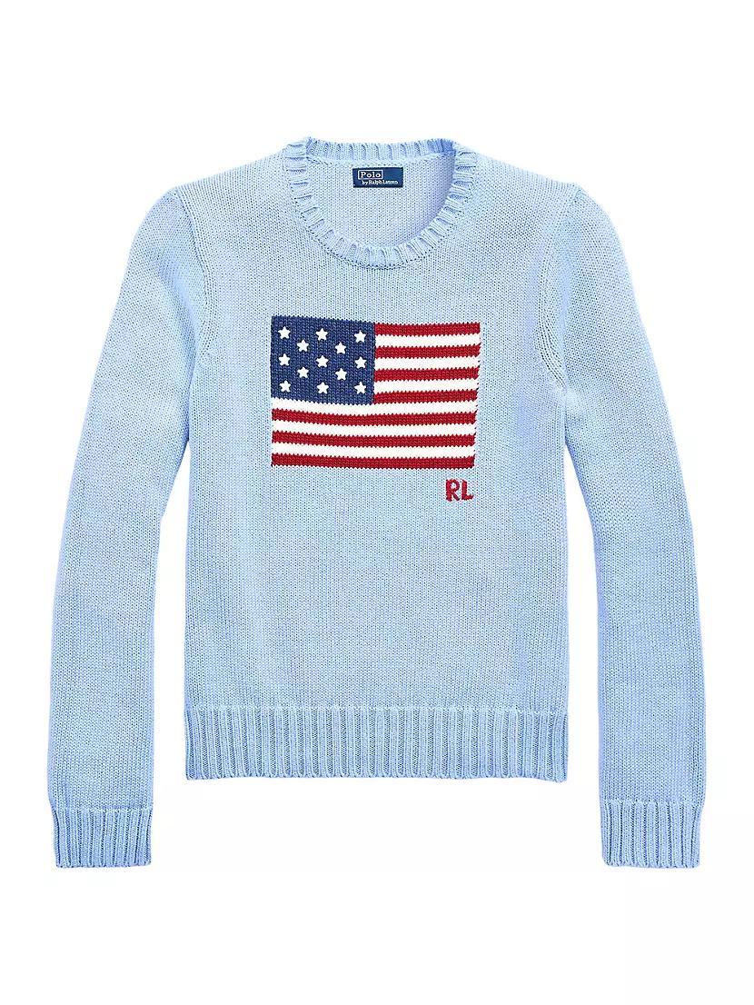 American Flag Cotton Crewneck Sweater Product Image