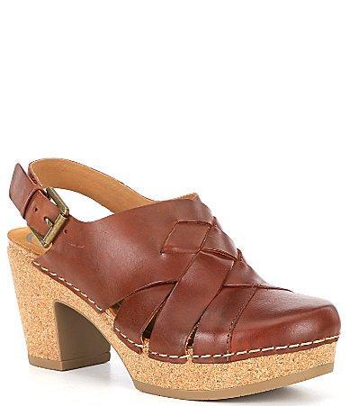 Aetrex Paige Leather Platform Slingback Clogs Product Image