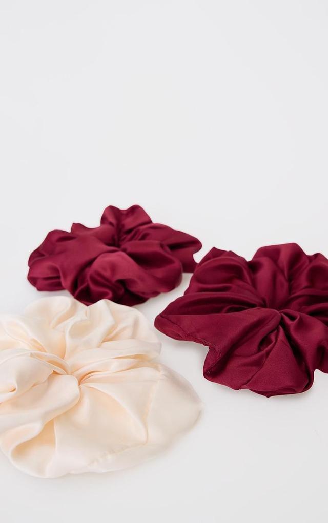 Burgundy Tonal Satin 3 Pack Scrunchies Product Image