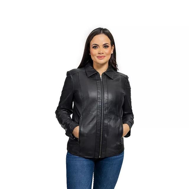 Plus Size Whet Blu Patricia Slim Fit Leather Jacket, Womens Product Image